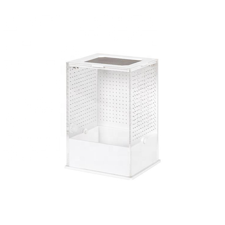 Acrylic Reptile Feeding Box Clear Crystal Breeding Box Acrylic Terrarium for Pet Insect Crickets Snails Hermit Crabs Lizard