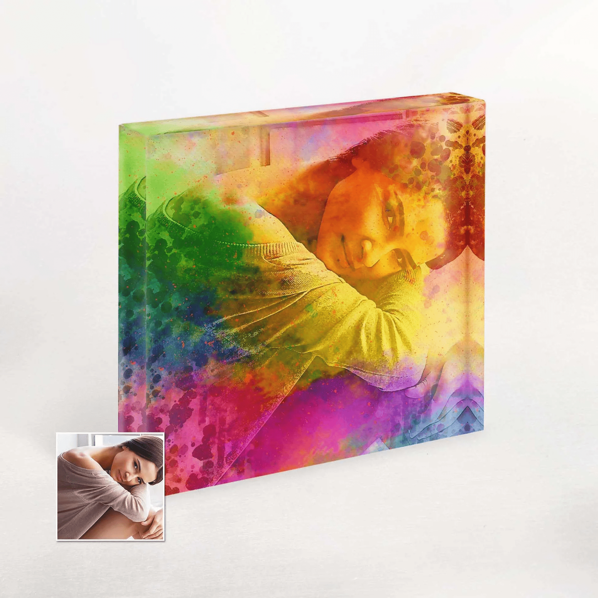 Customized UV Printing Acrylic Transparent Brand Logo Block Pattern Customized Solid Block Product Display Block