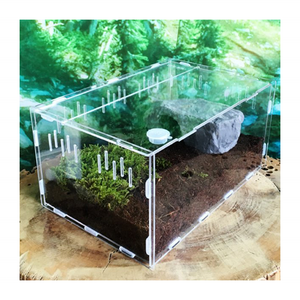 Breathable Acrylic Plant Pet Reptile Feeding Box Frog Cricket Turtle Terrarium Acrylic Feeding Tanks Insect Breeding Box