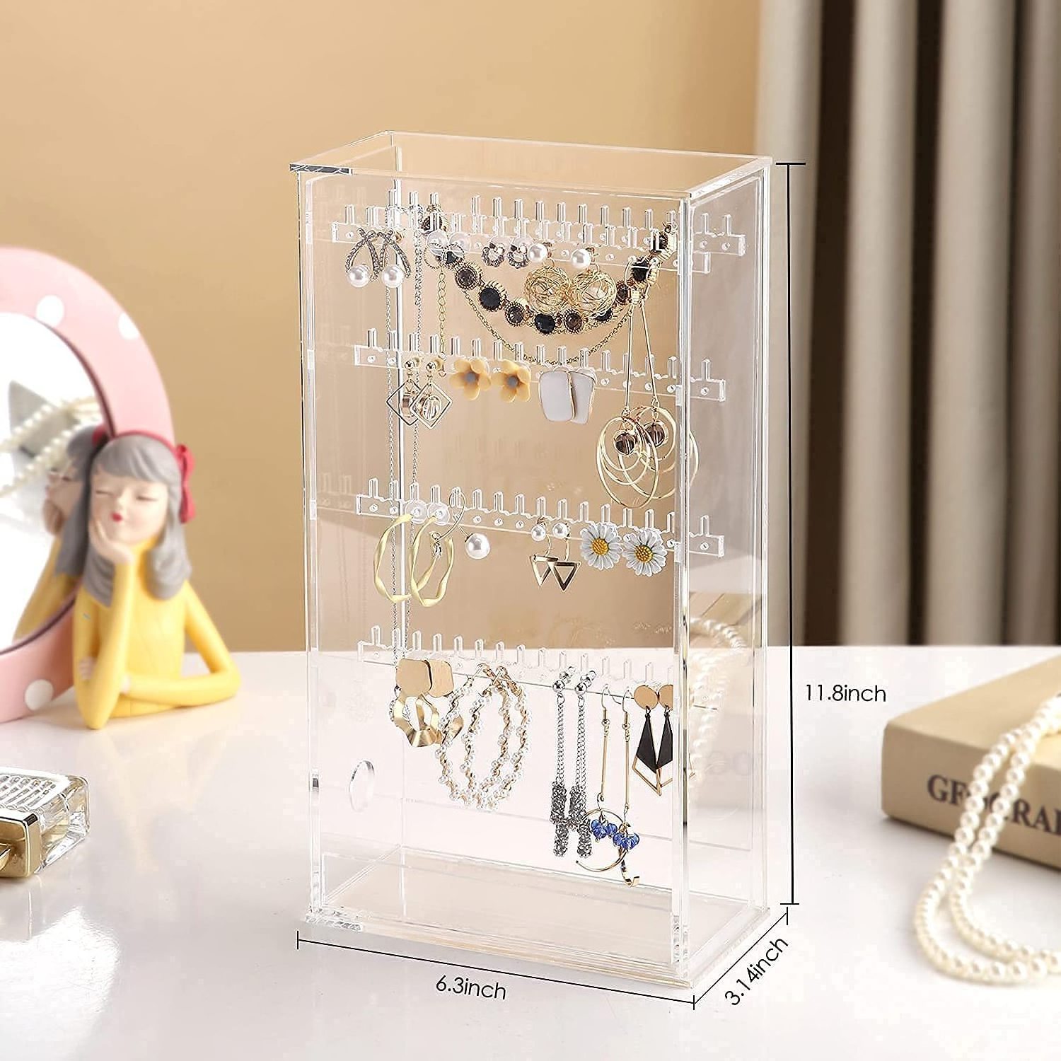 Style New Acrylic Jewelry Organizer Box Earring Holder Necklace Makeup Cosmetic Storage Box Luxury Jewelry Rack Display Stand