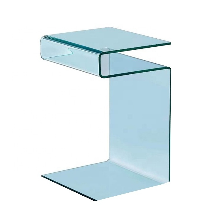 Acrylic Nightstand with Shelf End Table S Shape Clear Lucite Coffee Table Modern Accent Table