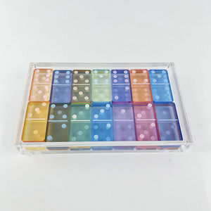 Customized Acrylic Domino With Clear Acrylic Storage Box Double Six Dominoes Home Decor 28 Pieces Lucite Mini Dominos Set