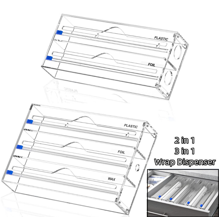 Colored Chicwrap Tile 2 In 1 Plastic Wrap Foil Cling Film Dispenser Cutter Aluminum S acrylic Wrap Dispenser With Labels Food