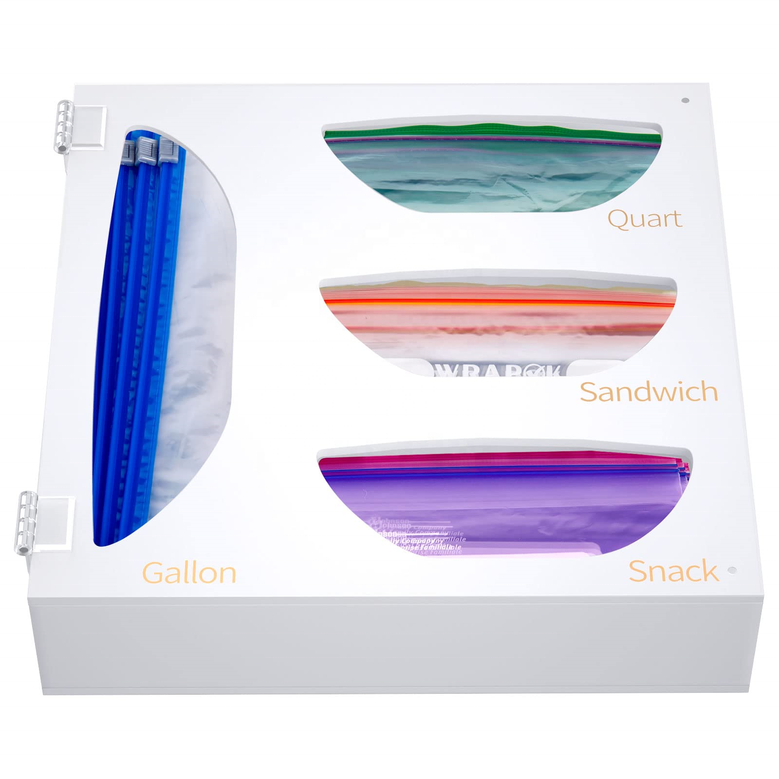 Customized Kitchen Accessories Sandwich Bag Drawer Organizer Wall Mount White Acrylic Expandable Ziplock Bag Storage Organizer