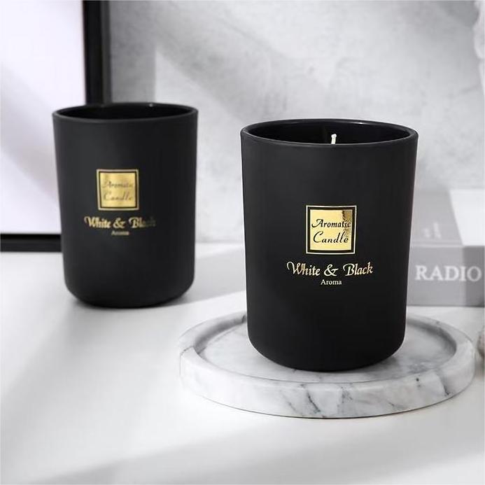 Customized Logo Large Black and White Cup Jar Aroma Home Fragrance Scented Candles Festival Aromatherapy candle