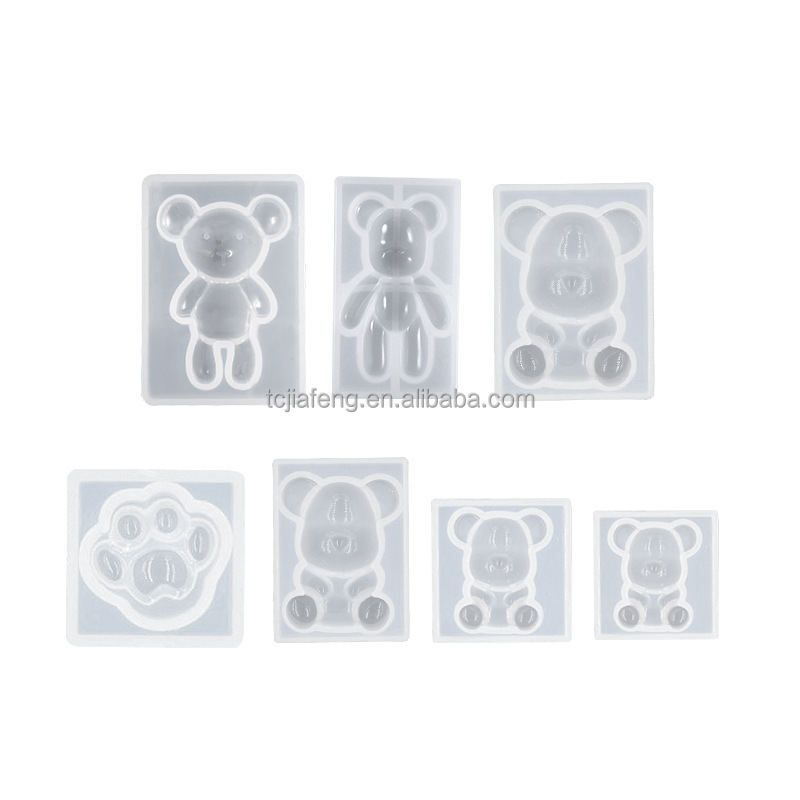 Artecho  crystal drop glue resin mold mirror bear gummy standing violent bear cute bear paw silicone mold for DIY