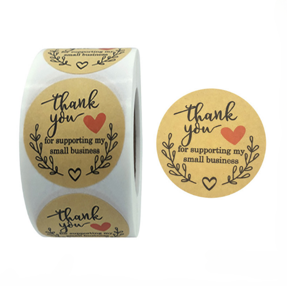 1-Inch Waterproof Kraft Paper Roll Sticker Customizable Color Logo Label Thank You Promotional Stickers