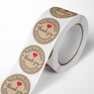 1-Inch Waterproof Kraft Paper Roll Sticker Customizable Color Logo Label Thank You Promotional Stickers