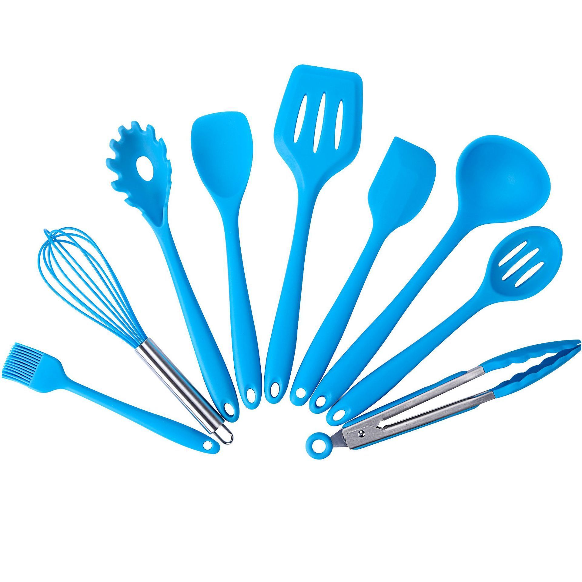 10 Piece Silicone Cooking Utensils Set - Spatula Spoon Kitchen Gadgets for Nonstick Cookware