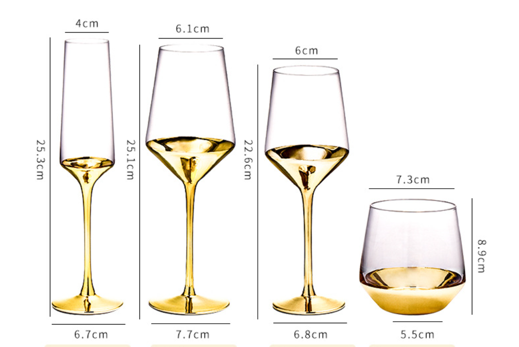 Wholesale Clear Wine Glasses Goblet Creative Unique Gold Stem Red Wine Glasses And Gold Stemless Wine Glass Drinking Glassware