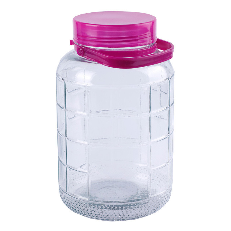 1 Gallon glass Large Fermenting Jug with Handle and lid Water Bottle with Seal Lid for Juice Milk Water