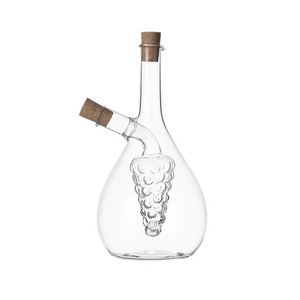 High Borosilicate Glass 2 in 1 Kitchen Oil/Vinegar Cruet Dispenser with Cork Stopper