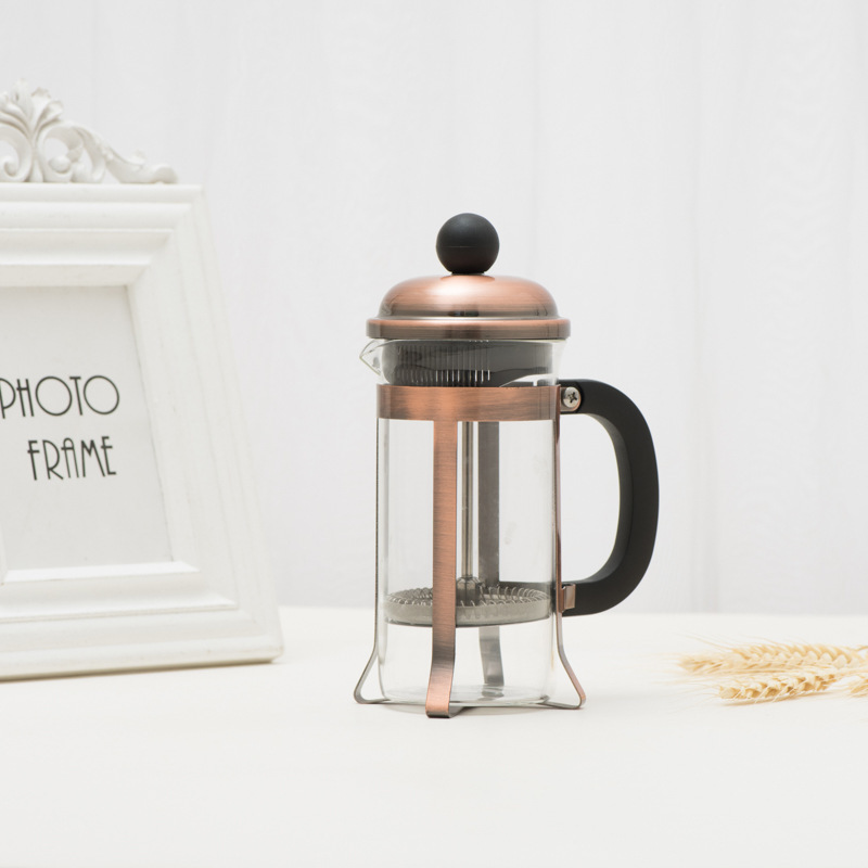 350ML Gold Plating And Copper Plating Bamboo Handle portable french coffee press /coffee press french portable