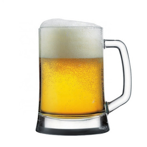 wholesale transparent glass beer mug beer glass stankard 500 ml round clear 16 oz beer glass stein with handle