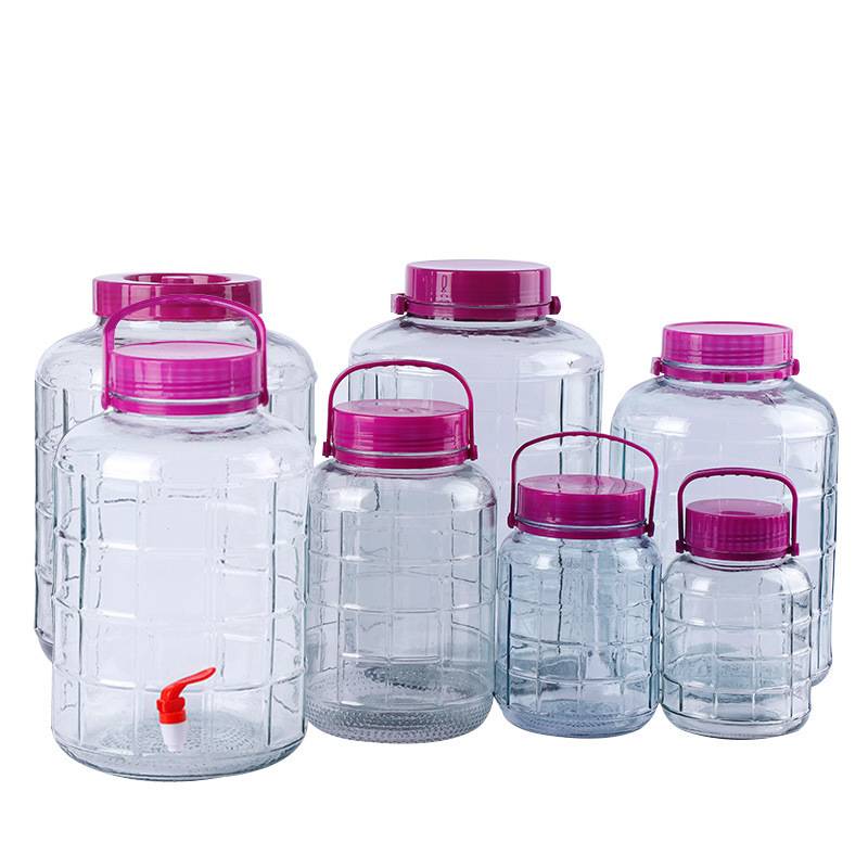 1 Gallon glass Large Fermenting Jug with Handle and lid Water Bottle with Seal Lid for Juice Milk Water