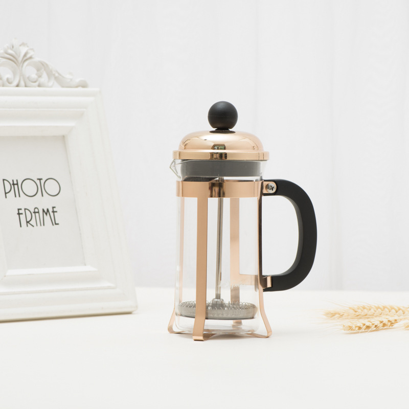 350ML Gold Plating And Copper Plating Bamboo Handle portable french coffee press /coffee press french portable