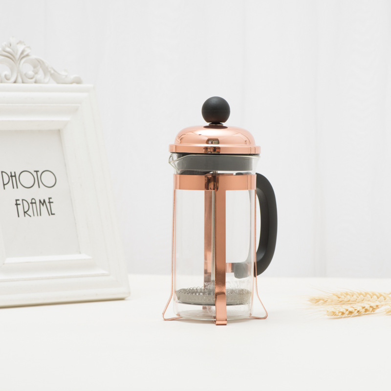 350ML Gold Plating And Copper Plating Bamboo Handle portable french coffee press /coffee press french portable