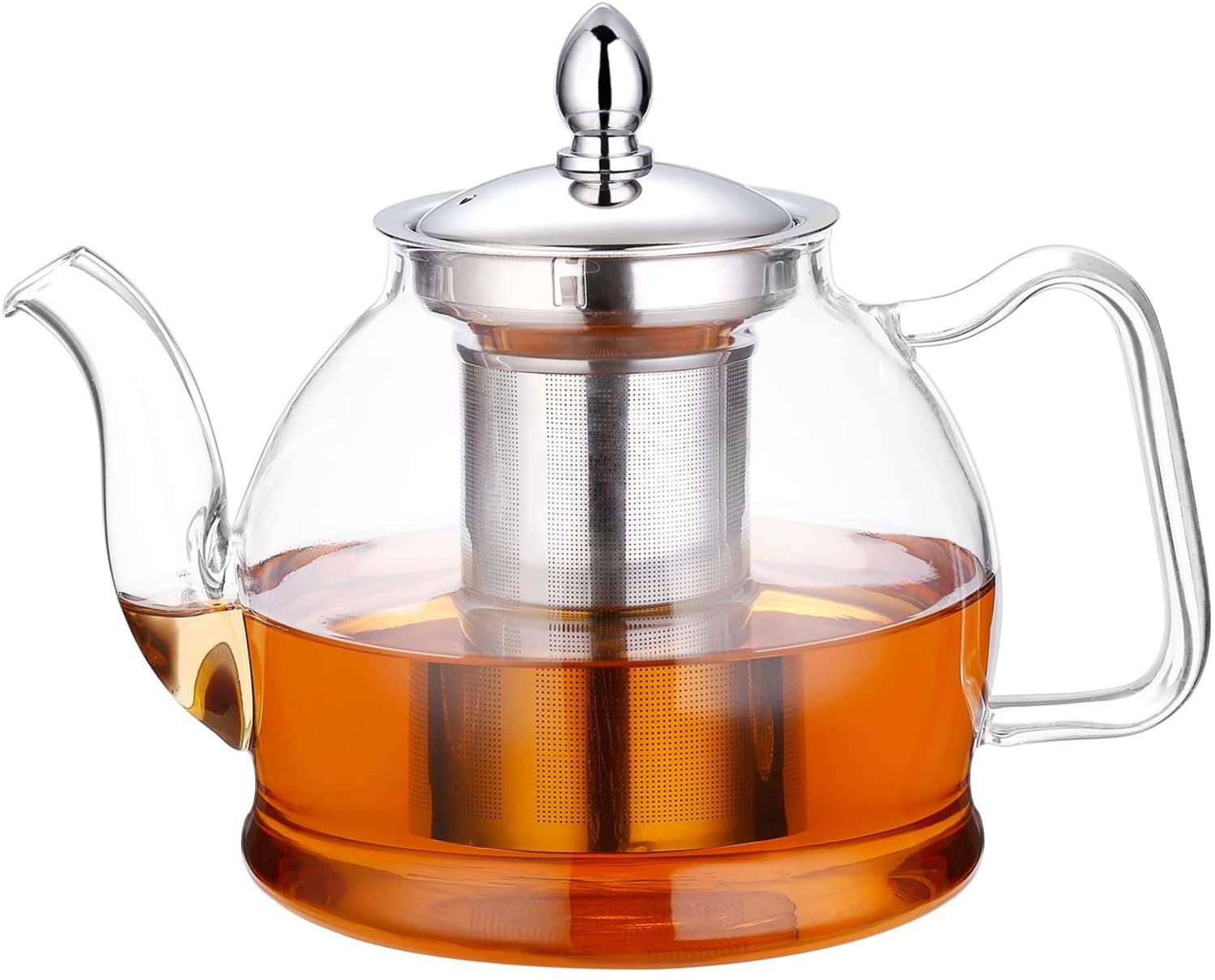 1000ml Glass Teapot with Removable Infuser, Stovetop Safe Tea Kettle, Blooming and Loose Leaf Tea Maker Set