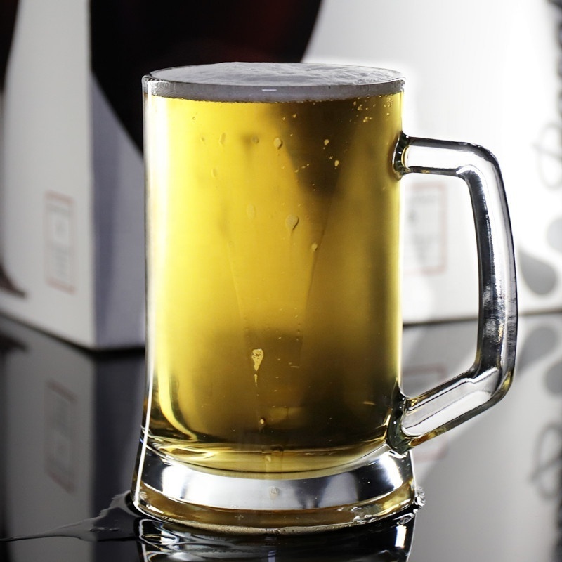 wholesale transparent glass beer mug beer glass stankard 500 ml round clear 16 oz beer glass stein with handle