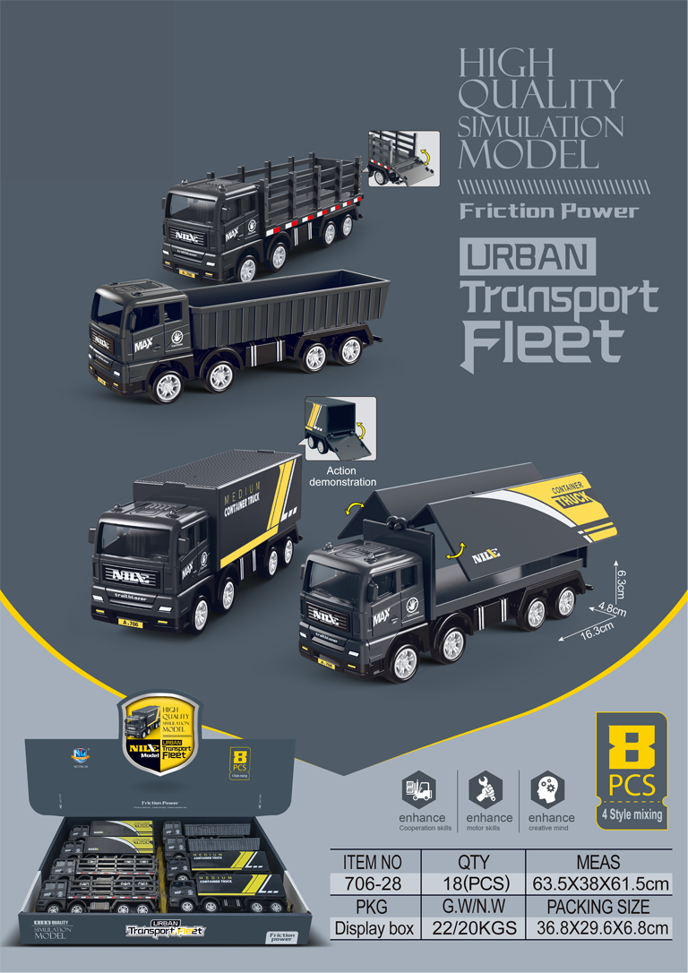 The best-selling display box in China with high-quality simulation of multiple inertial engineering vehicles and cranes