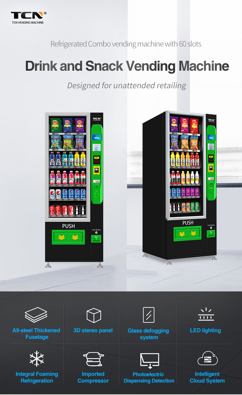 TCN Inexpensive Small Cold Drink Mini Vending Machine 5 Inches Combo Vending Machine For Foods And Drinks