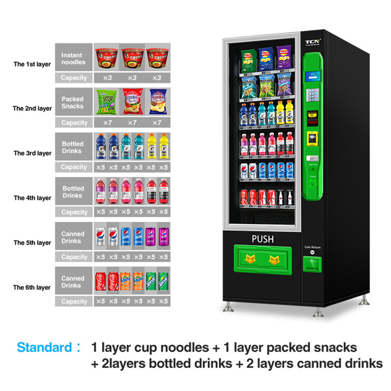 TCN Inexpensive Small Cold Drink Mini Vending Machine 5 Inches Combo Vending Machine For Foods And Drinks