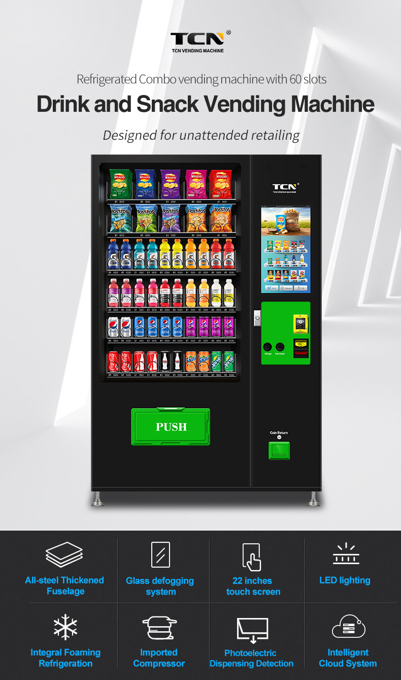 TCN Looking For Agent Combo Snack Cold Drink 22 Inches Touch Screen Vending Machine Combo Beverage Vending Machine