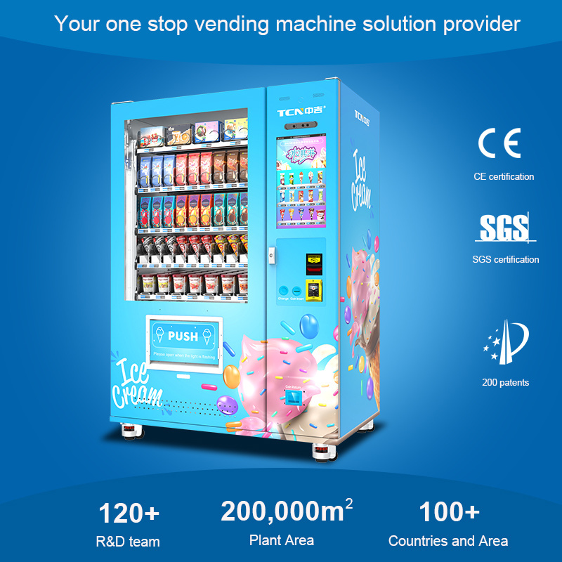 TCN ODM/OEM Automatic Frozen Food Ice Cream Vending Machine Yogurt Food Frozen Vending Machine