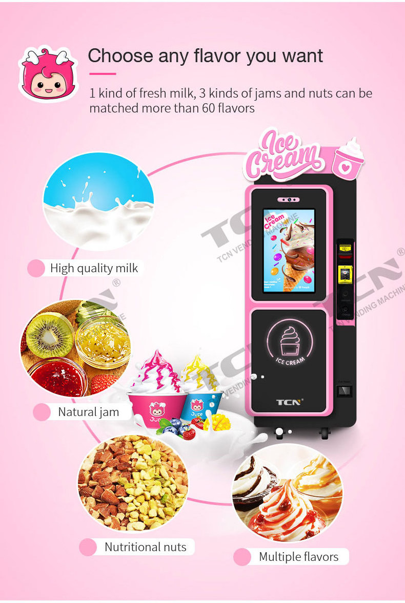 TCN Ice Cream Vending Machine Robot Price  Soft Ice Cream Vending Machine for Sale