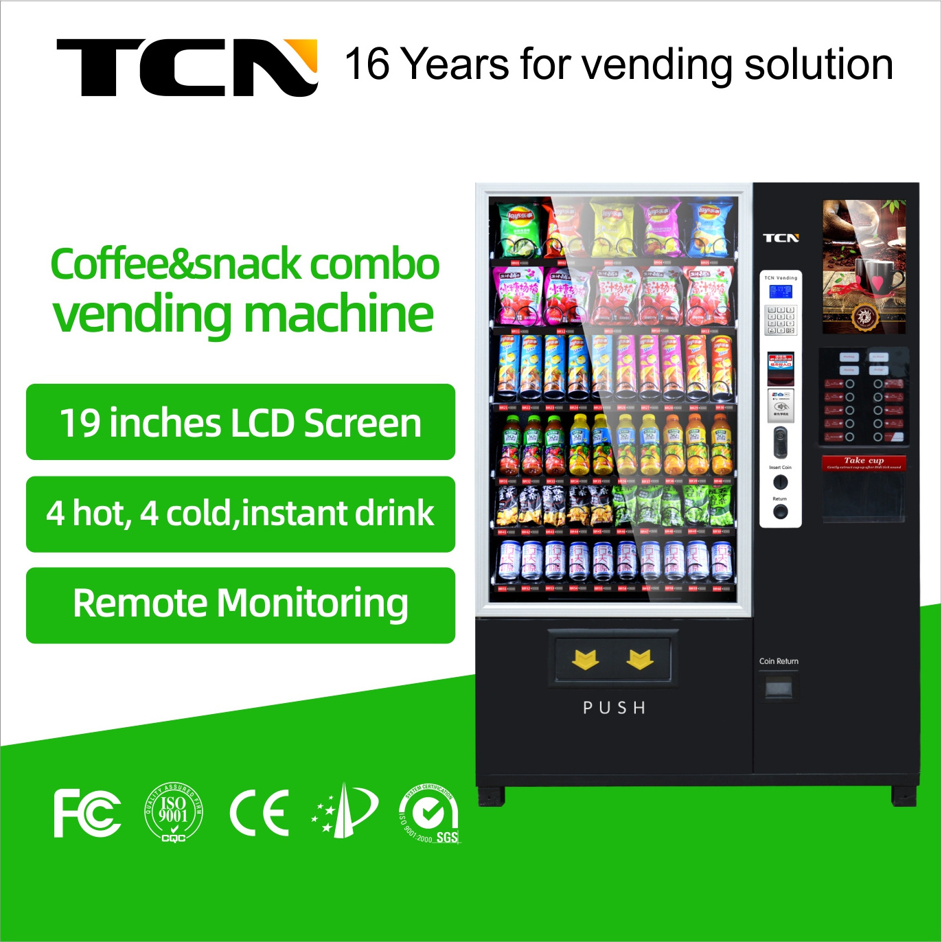 TCN  Outdoor Business Self-service Automatic Coffee Vending Machine With Wifi