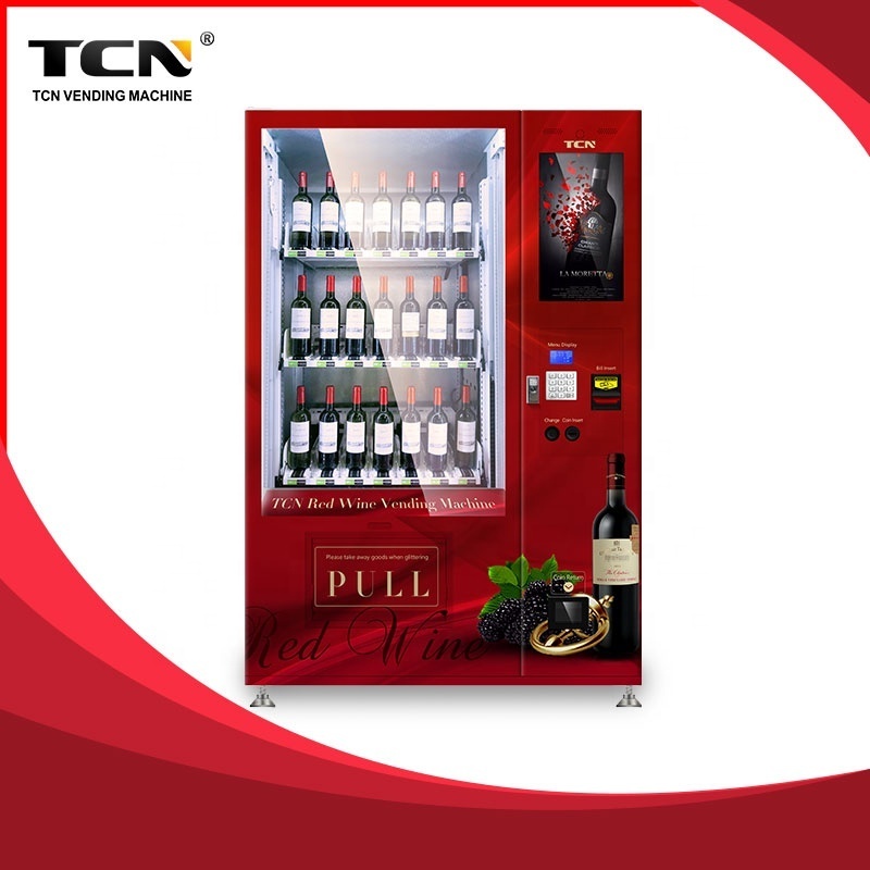 TCN red wine whiskey vending machine beer wine bottle vending machine with age verification