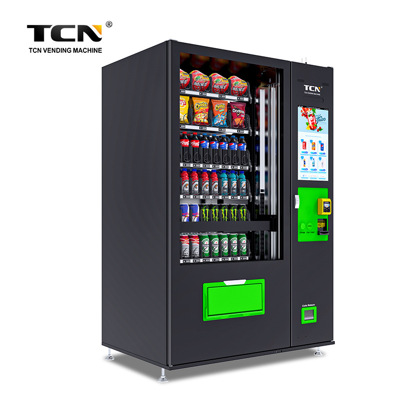 TCN Belt Conveyor Glass Water Healthy Food Fruit Salad Egg Vegetable Combo Elevator Vending Machine