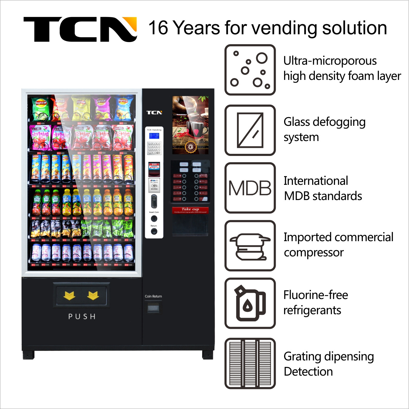 TCN Hot Selling Coffee / Snack / Beverage Combo Vending Machine With CE FCC Coffee Vending Machine