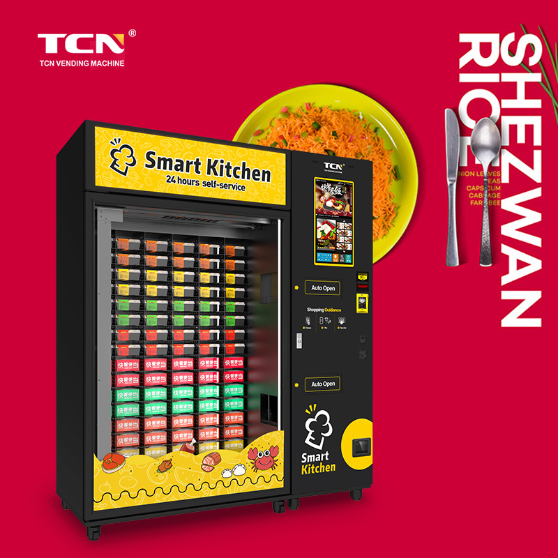 TCN Profesional Full Automatic Hot Food Vending Machine Double Microwave Fast Heating Vending Machine