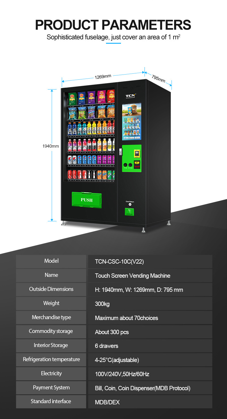 TCN Looking For Agent Combo Snack Cold Drink 22 Inches Touch Screen Vending Machine Combo Beverage Vending Machine