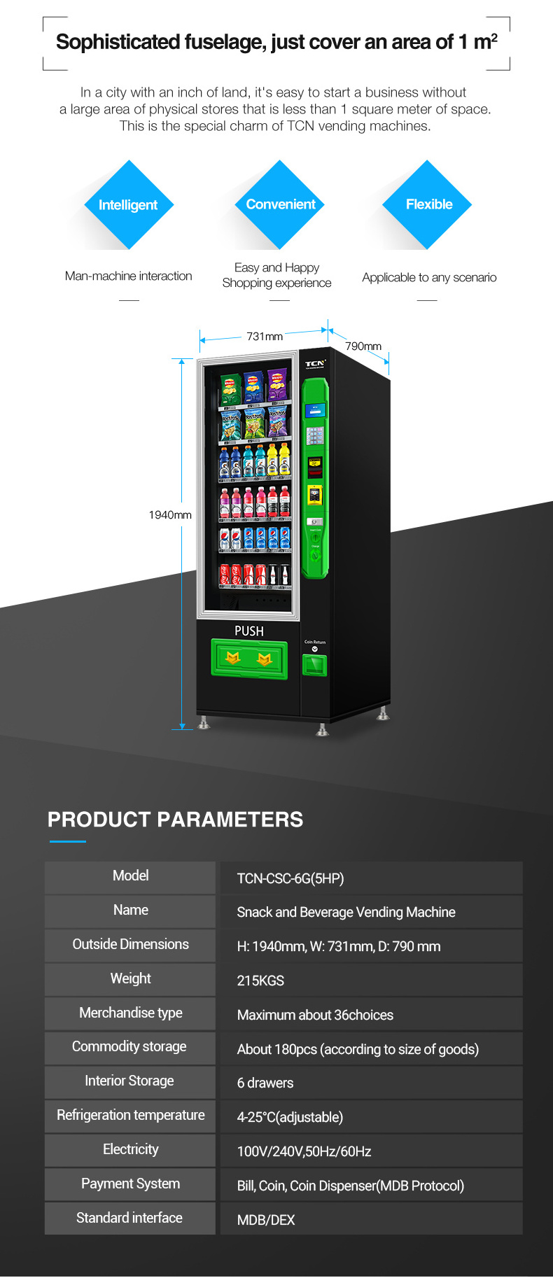 TCN Inexpensive Small Cold Drink Mini Vending Machine 5 Inches Combo Vending Machine For Foods And Drinks