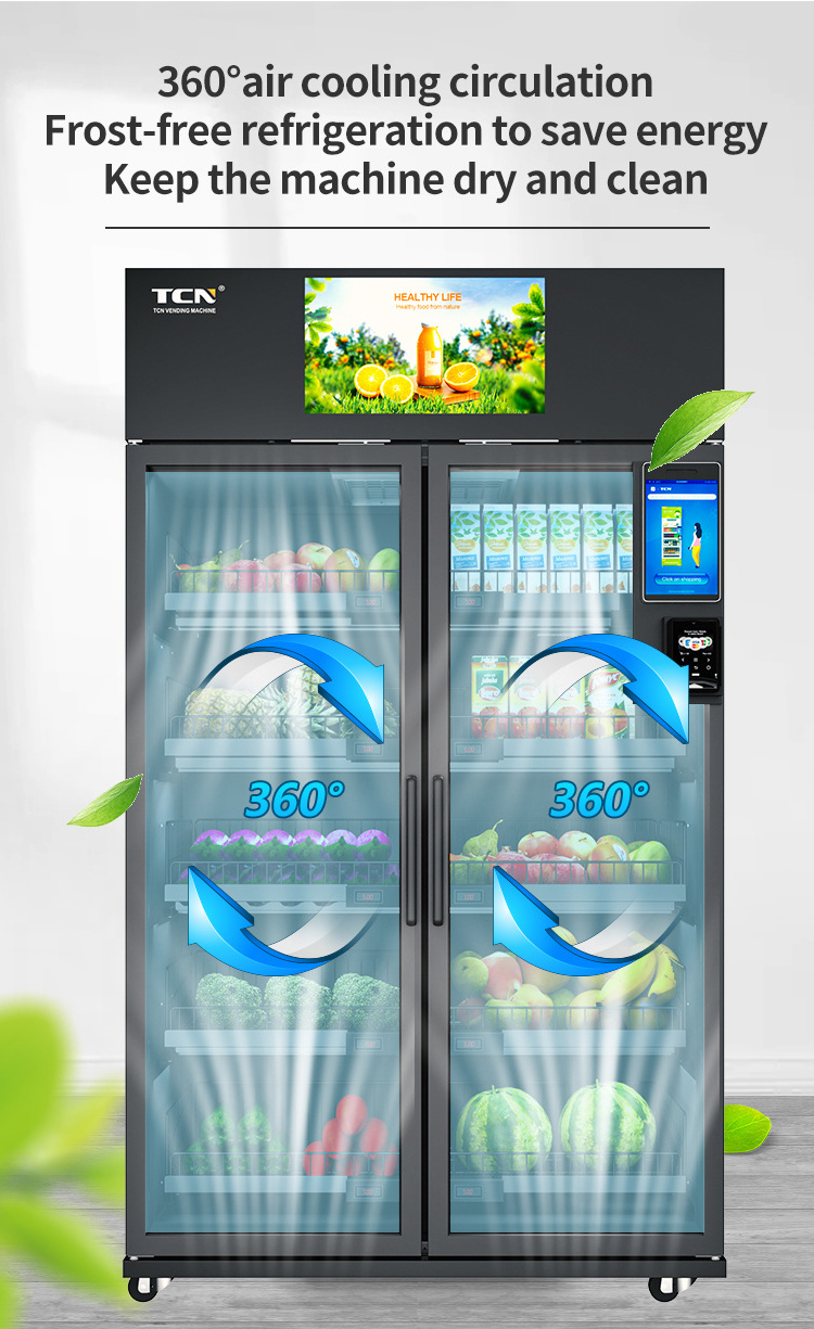 TCN Automatic Self service Fresh Fruit Vending Machine Smart Fridge AI Vending Machine