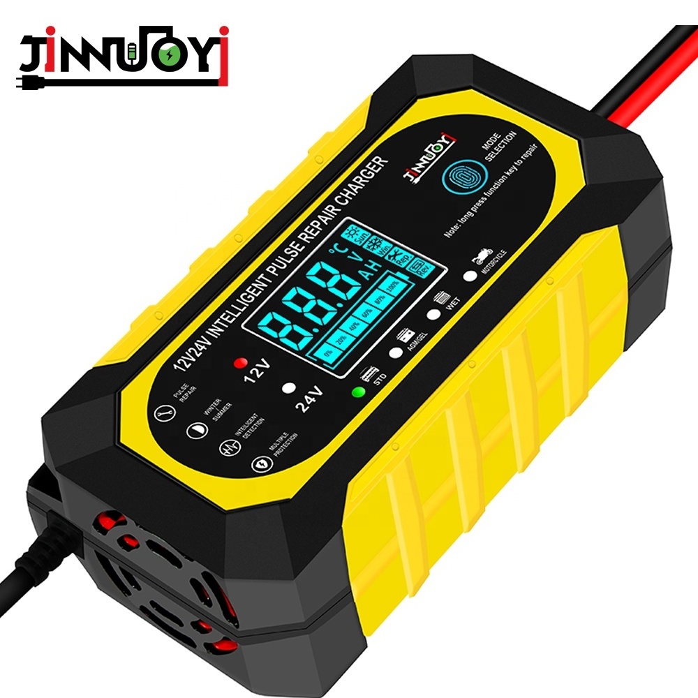 JINNUOYI 12V 10A 24V 5A Battery Maintainer Trickle Charging Pulse Repair Charger Auto Motorcycle Battery Charger For Car