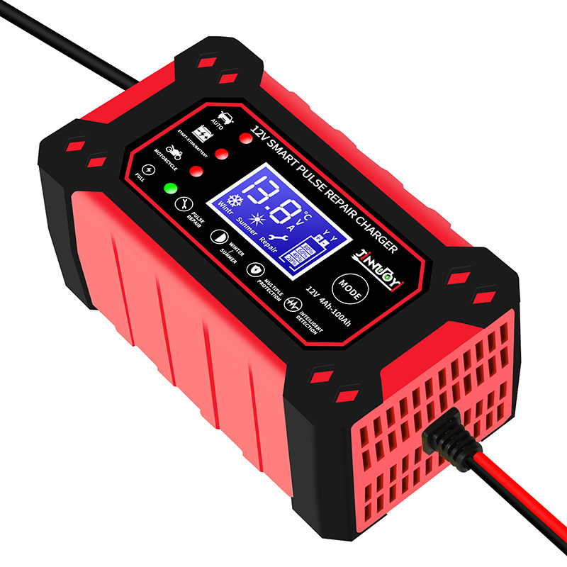 Portable Car Battery Charger 12V6A Smart Pulse Repair Motorcycle Truck Car Lead Acid Battery Charger For AGM And GEL SLA