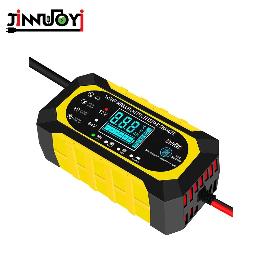 JINNUOYI 12V 10A 24V 5A Battery Maintainer Trickle Charging Pulse Repair Charger Auto Motorcycle Battery Charger For Car