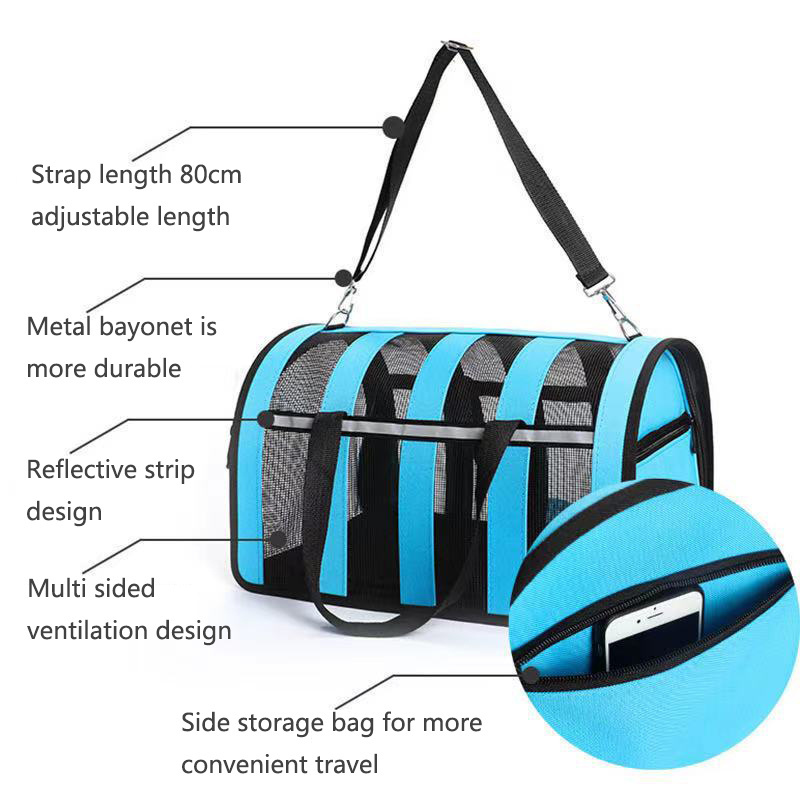 Hot Selling Colors Stripe Breathable Soft Sided Soft-Sided Pet Carrier for Small Medium Cats Dogs Puppy