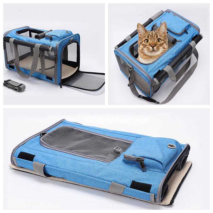 Portable Collapsible Soft-Sided Pet Outdoor Travel Sling Tote Bag Cat Small Dog Puppy Carriers Bag with Sun Shade