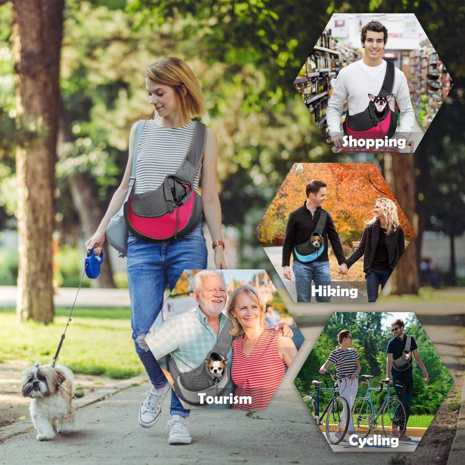 Pet Carrier Sling Tote Bag Cat Shoulder Sling Purse Outdoor Travel Bag Carrying Small Dog Cat Puppy with Adjustable Padded Strap