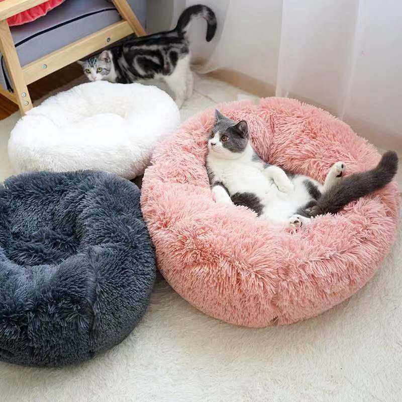 Cheap Faux Fur Luxury Pet Plush Soft Donut Dog Bed Washable Extra large Dog Sofa Cat Round Pet Beds For Large Medium Small Pets