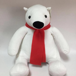 Promotion products Soft Velboa material 17 inch 43cm polar bear cola bear with scarf