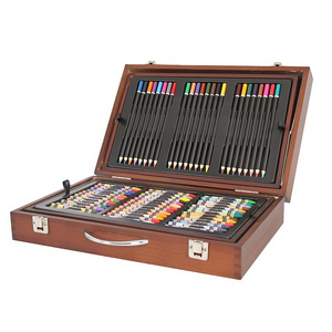 Art Supplies Set 124 Piece - Wood Box Art Painting & Drawing Set Oil Painting Set SF-200T