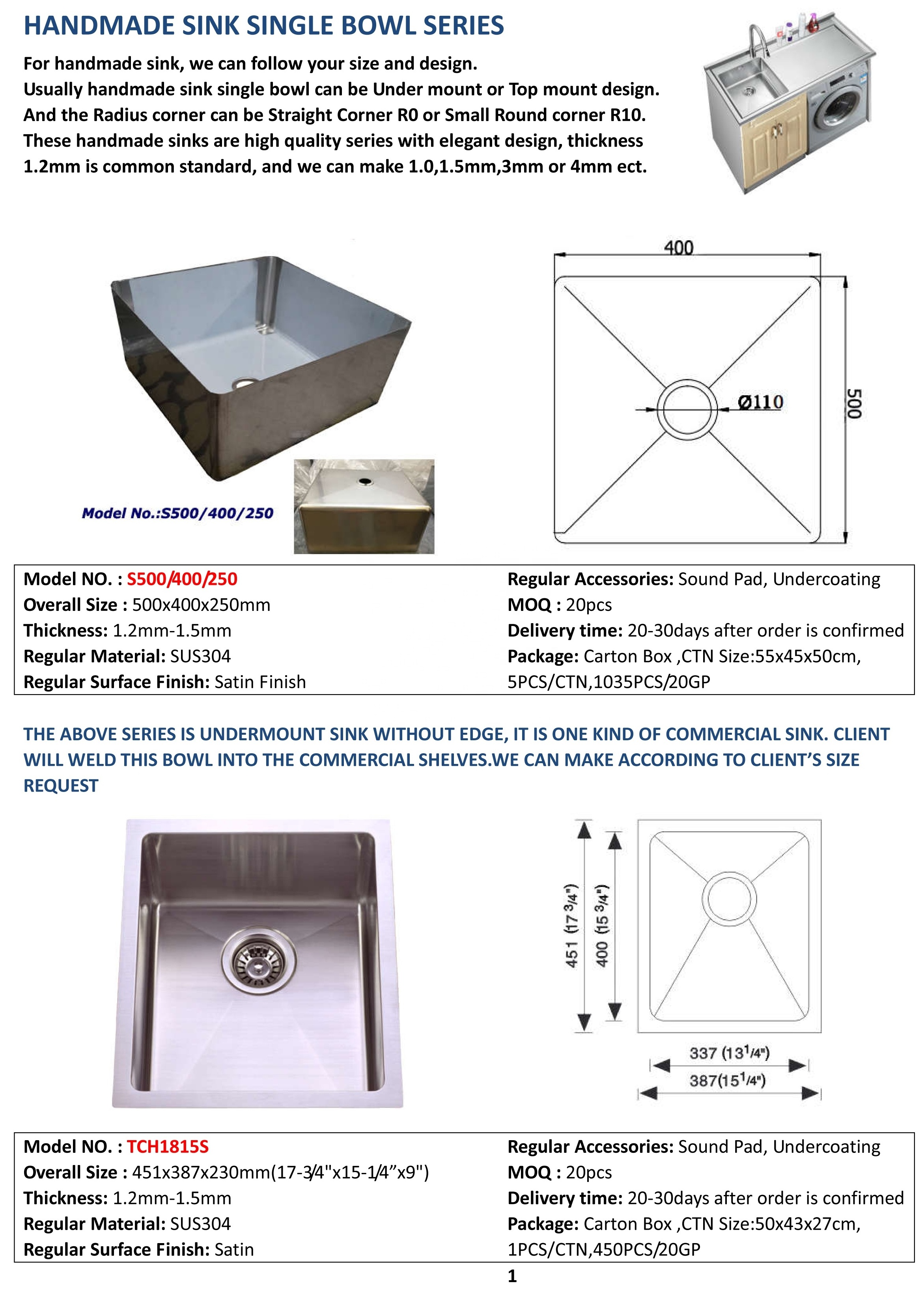 Sink Stainless Steel 18