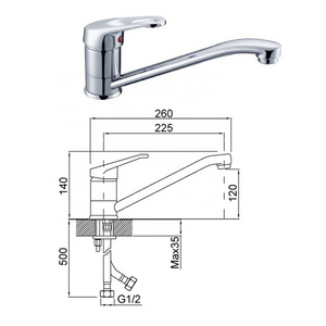 K-2517 Long neck taps commercial kitchen sink faucet with hot and cold function