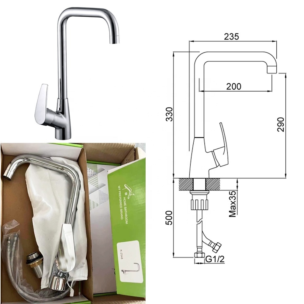 K-2517 Long neck taps commercial kitchen sink faucet with hot and cold function