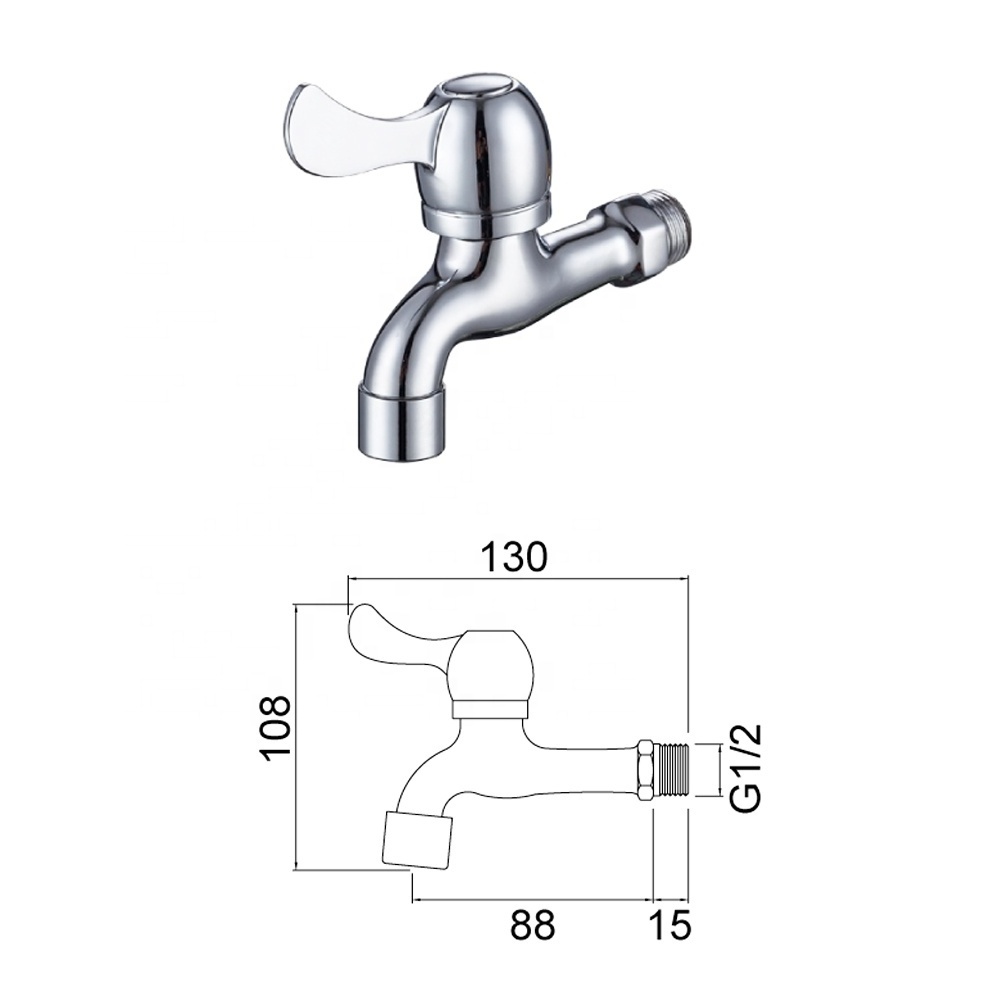 Wall Mounted sink Garden Faucet With single lever tap With Zinc Alloy Material